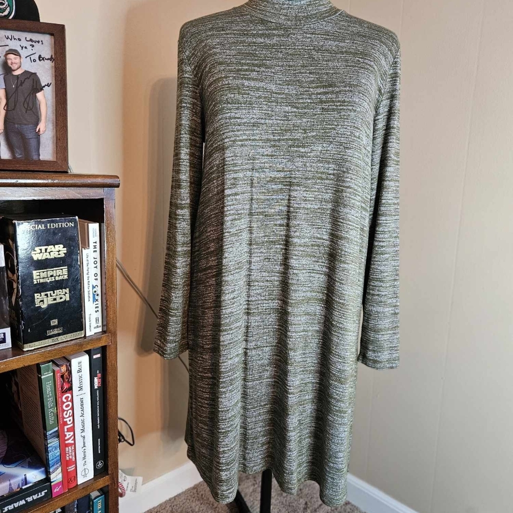 Market & Spruce XXL Gray Babydoll Turtleneck Sweater Dress